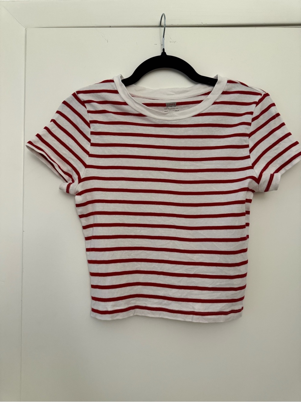 Levi's Red & White Striped Short Sleeve Crewneck Tee